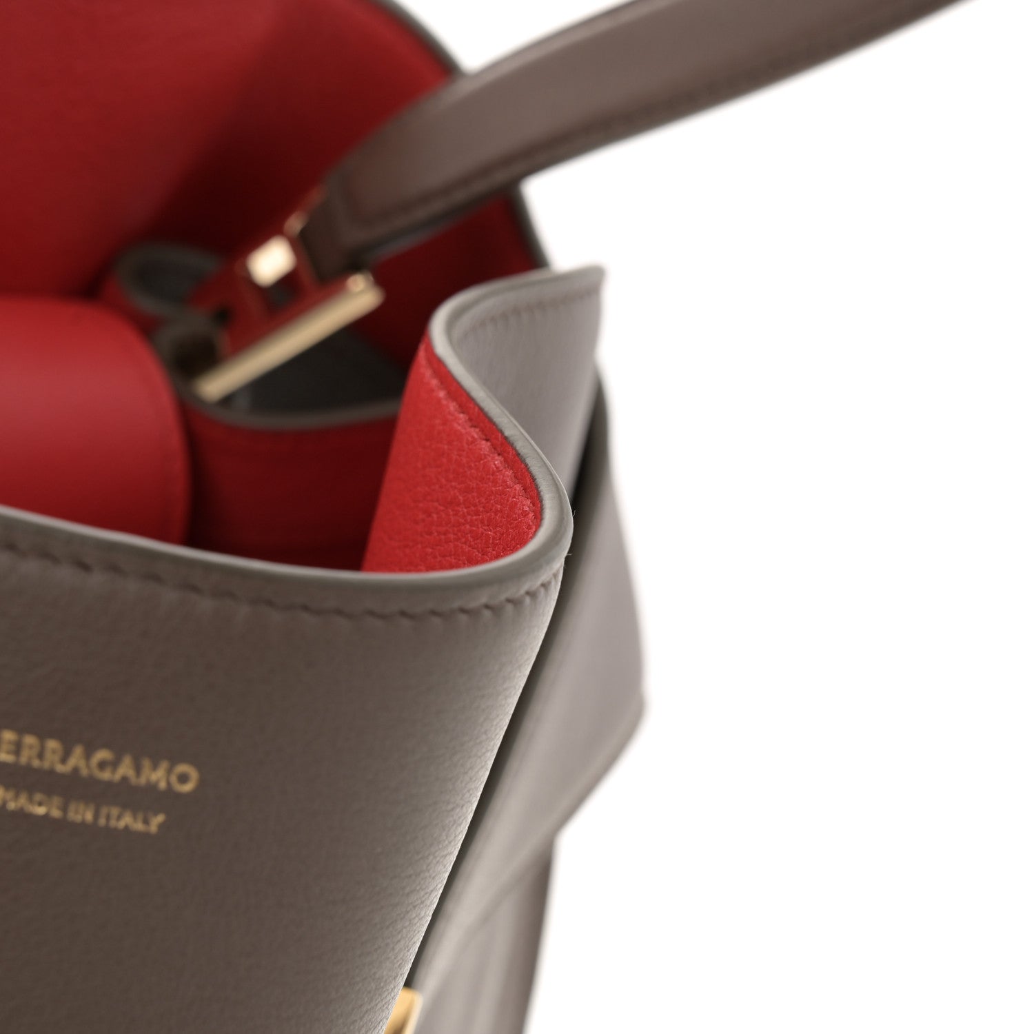 Salvatore Ferragamo Calfskin Large Hug Soft Bicolor Shoulder Bag Clay Flame Red 13 of 13