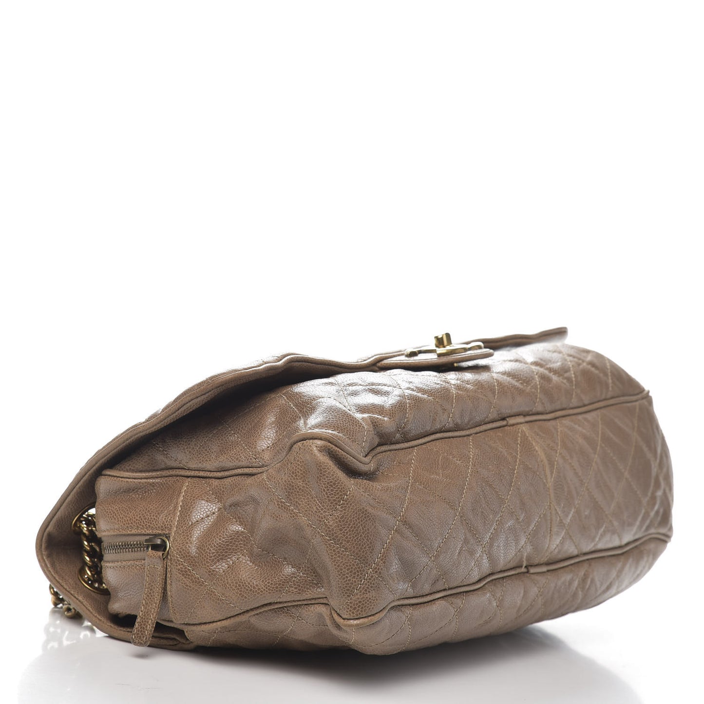 Crumpled Grained Calfskin Quilted Maxi Shiva Flap Brown