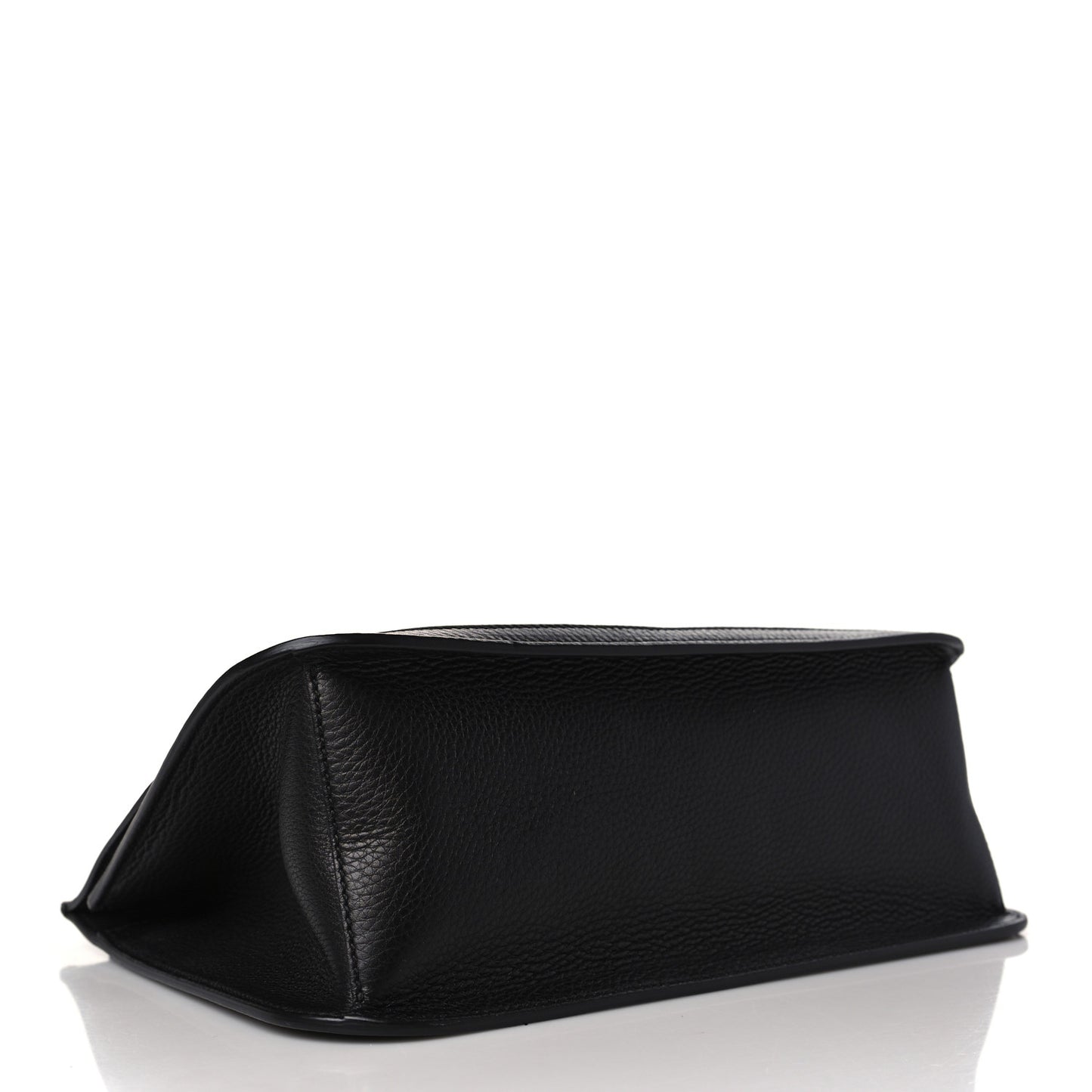 Pebbled Calfskin Medium Bamboo Daily Flap Shoulder Bag Black