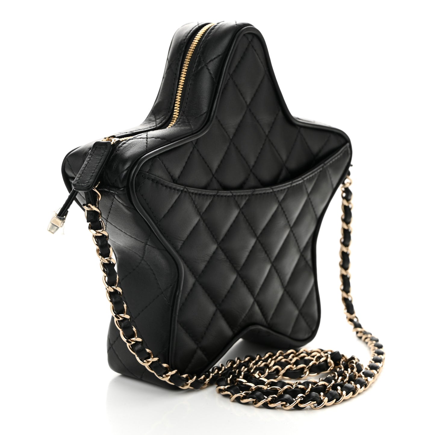 Lambskin Quilted Walk of Fame Star Bag Black