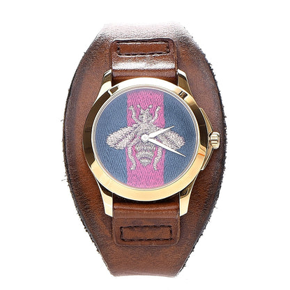 Gucci Stainless Steel Calfskin 38mm Le Marché Des Merveilles Bee Quartz Watch 1 of 5