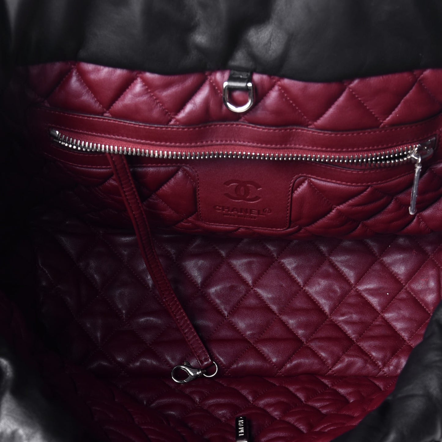 Lambskin Quilted Large Coco Cocoon Reversible Tote Black