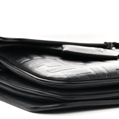 Fendi Vitello Century Grace FF Embossed Top Handle Clutch Black 6 of 10