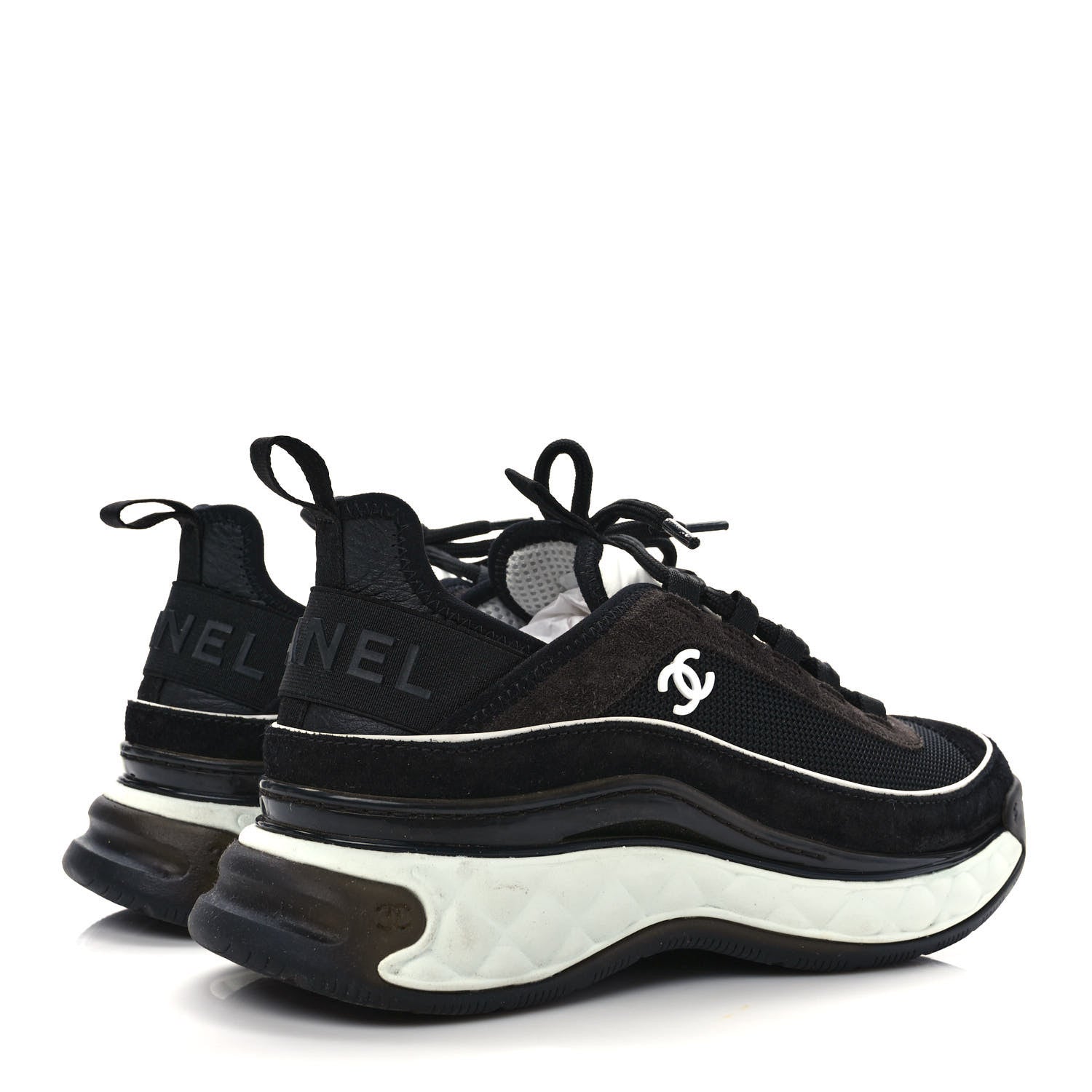 Chanel Velvet Calfskin Mixed Fibers CC Sneakers 39 Black 4 of 10