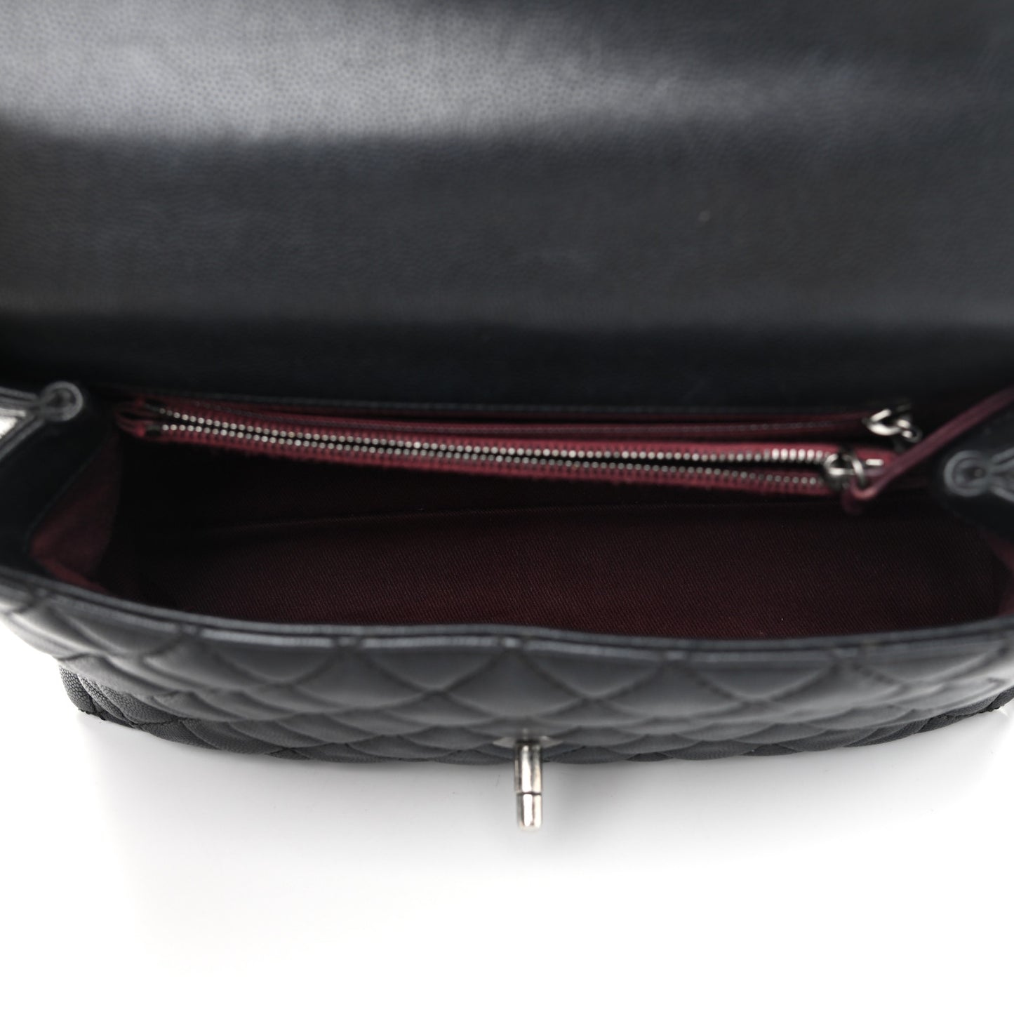 Caviar Quilted Small Coco Handle Flap Black