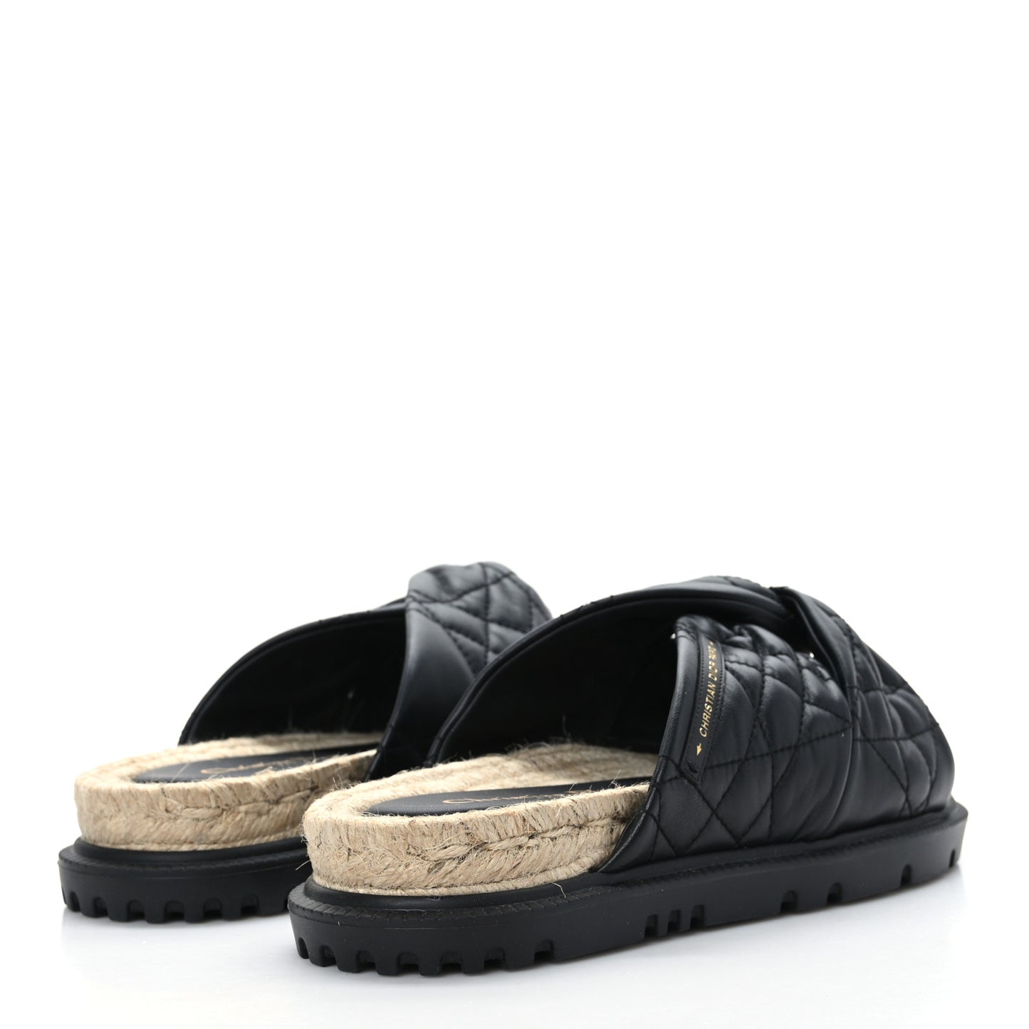 Calfskin Cannage Dtwist Espadrille Platform Sandals 38.5 Black