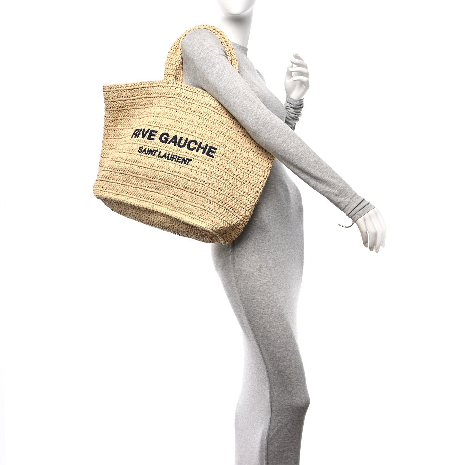 Saint Laurent Raffia Rive Gauche Tote Natural 2 of 10