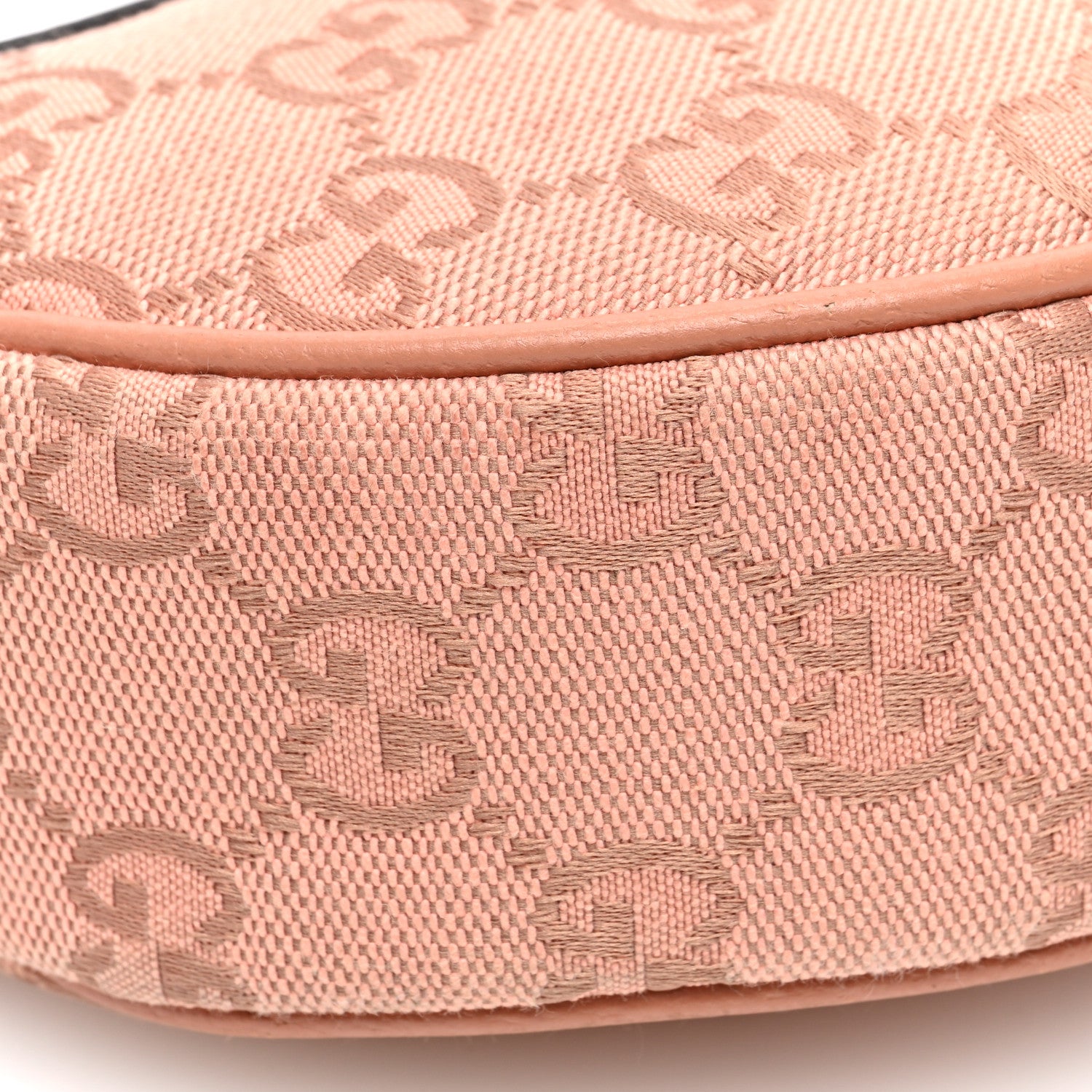 Gucci GG Supreme Monogram Textured Calfskin Web Mini Ophidia Half Moon Hobo Rose Pink 8 of 10