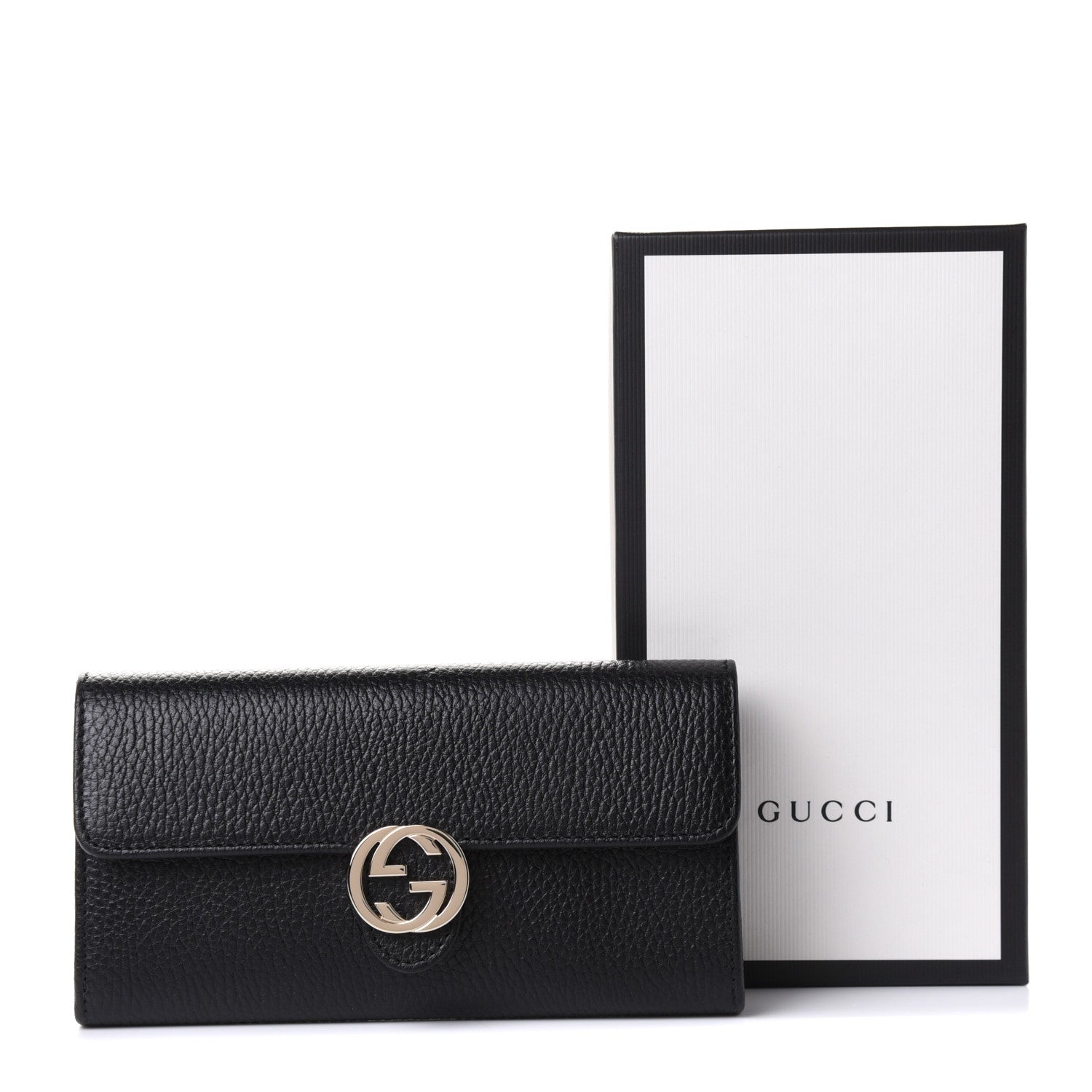Gucci Dollar Calfskin Interlocking G Continental Wallet Black 9 of 9