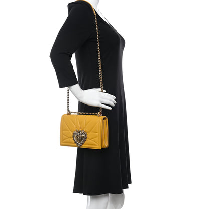 Dolce & Gabbana Calfskin Medium Devotion Crossbody Bag Yellow 2 of 9