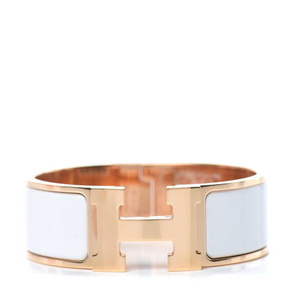Hermes Enamel Wide Clic Clac H Bracelet PM White 1 of 8