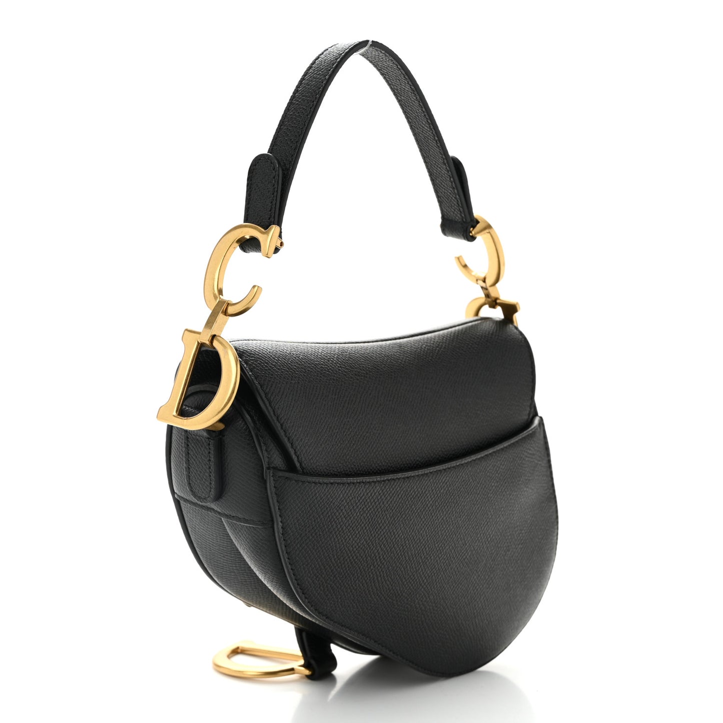 Grained Calfskin Mini Saddle Bag Black