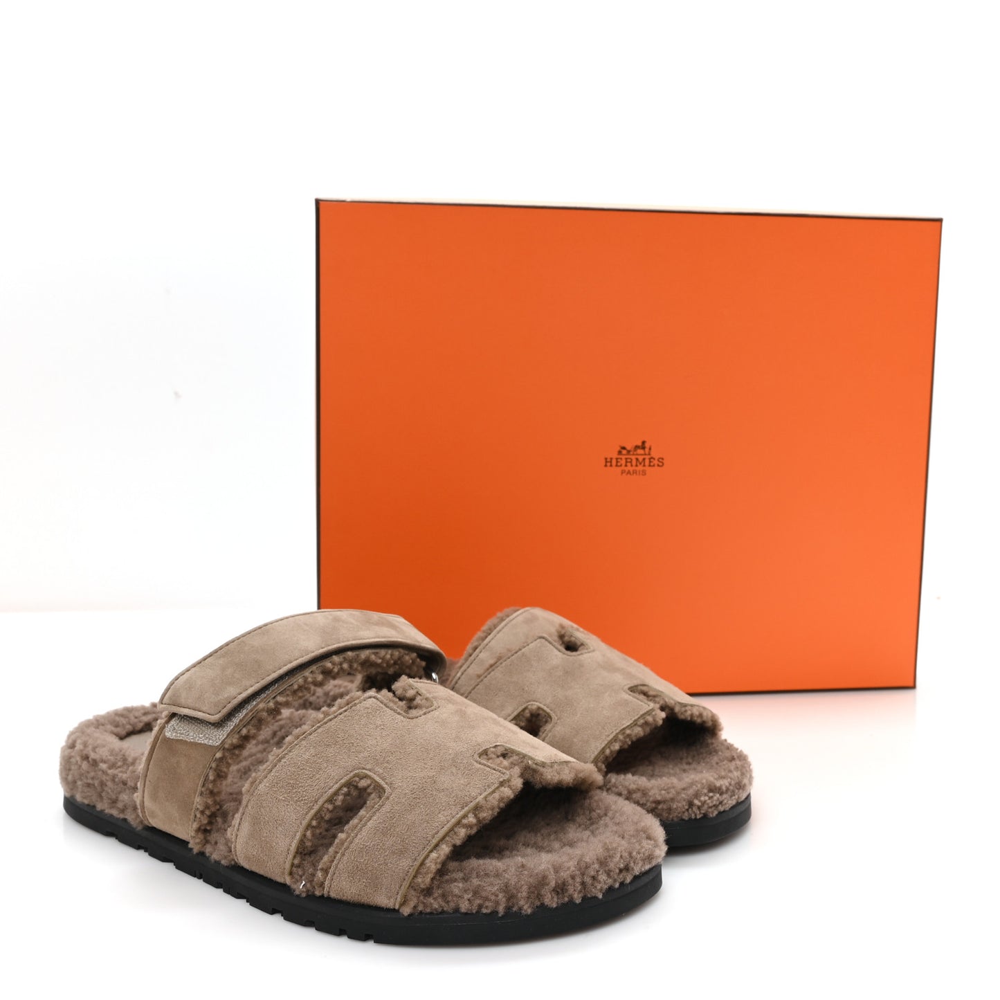 Suede Goatskin Woolskin Mens Chypre Sandals 42 Etoupe