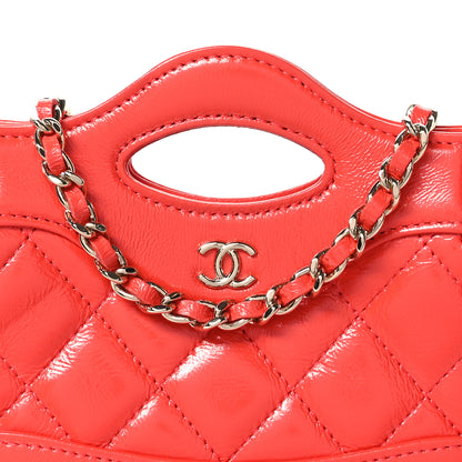 Chanel Shiny Lambskin Quilted Micro 31 Clutch With Chain Dark Orange 8 of 10