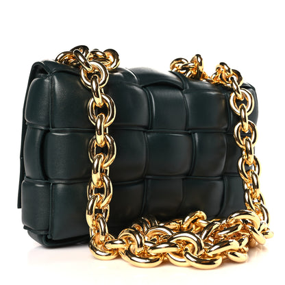 Bottega Veneta Lambskin Maxi Intreccio Padded Chain Cassette Crossbody Bag Raintree 3 of 9