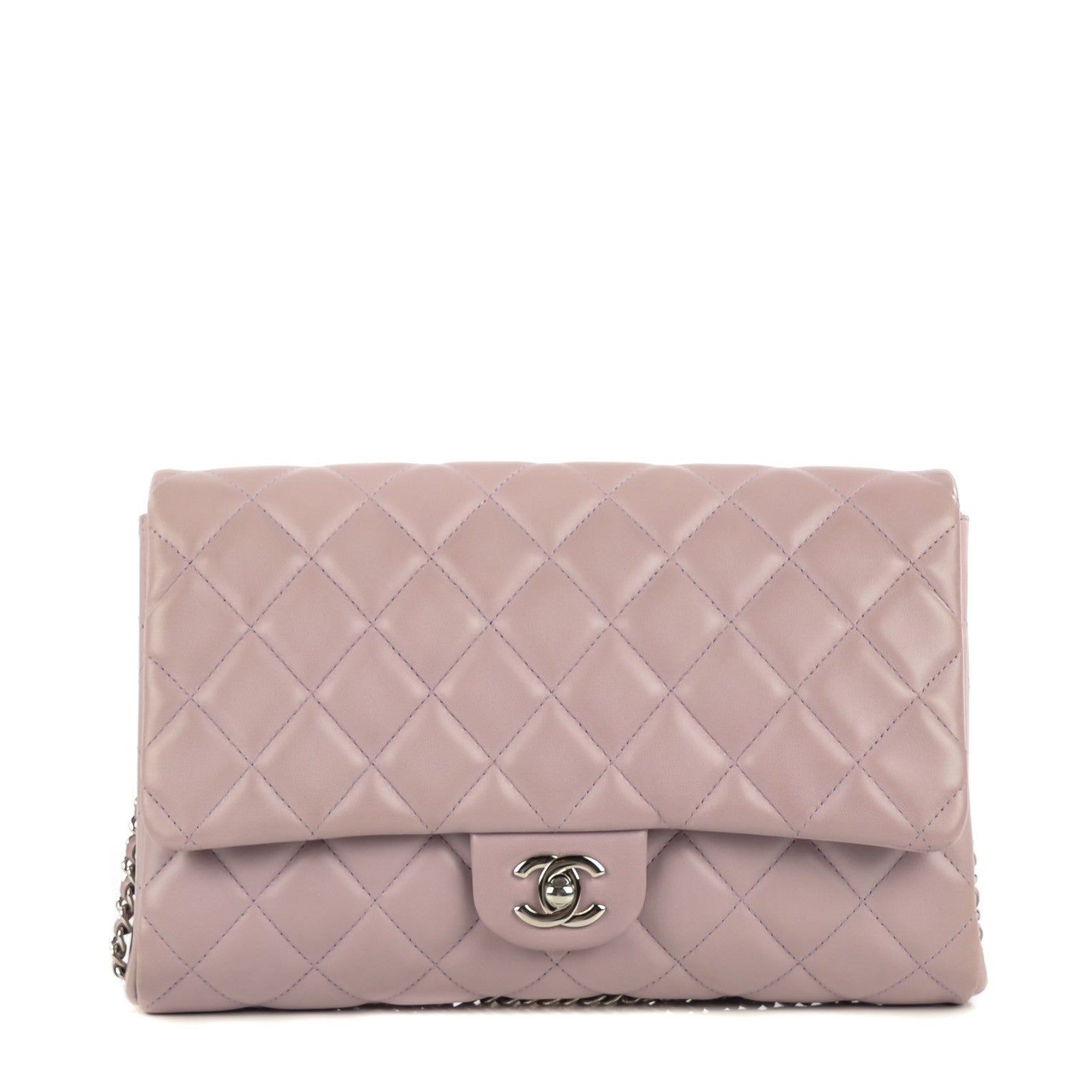 Chanel Lambskin Quilted Clutch With Chain Flap Lavender 1 of 8