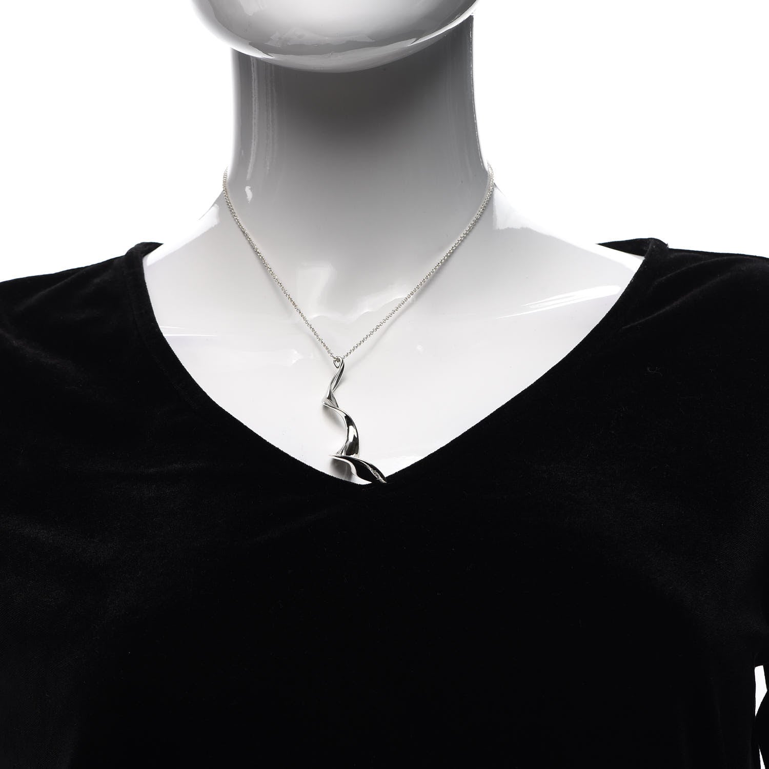 Tiffany Sterling Silver Frank Gehry Orchid Drop Pendant Necklace 2 of 4