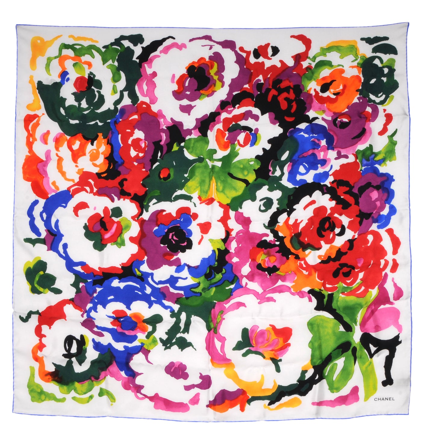 Silk Camellia Watercolor Flower Scarf