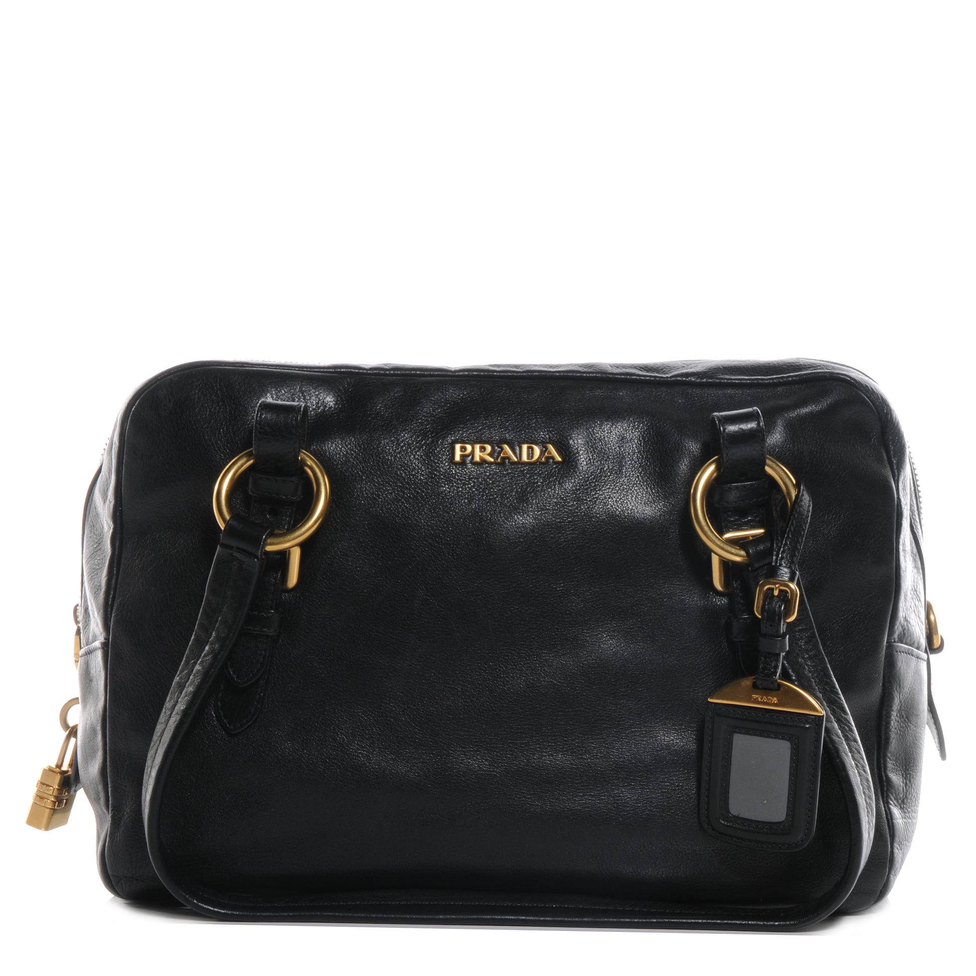 Prada Soft Calf Bowler Bag Black 1 of 10