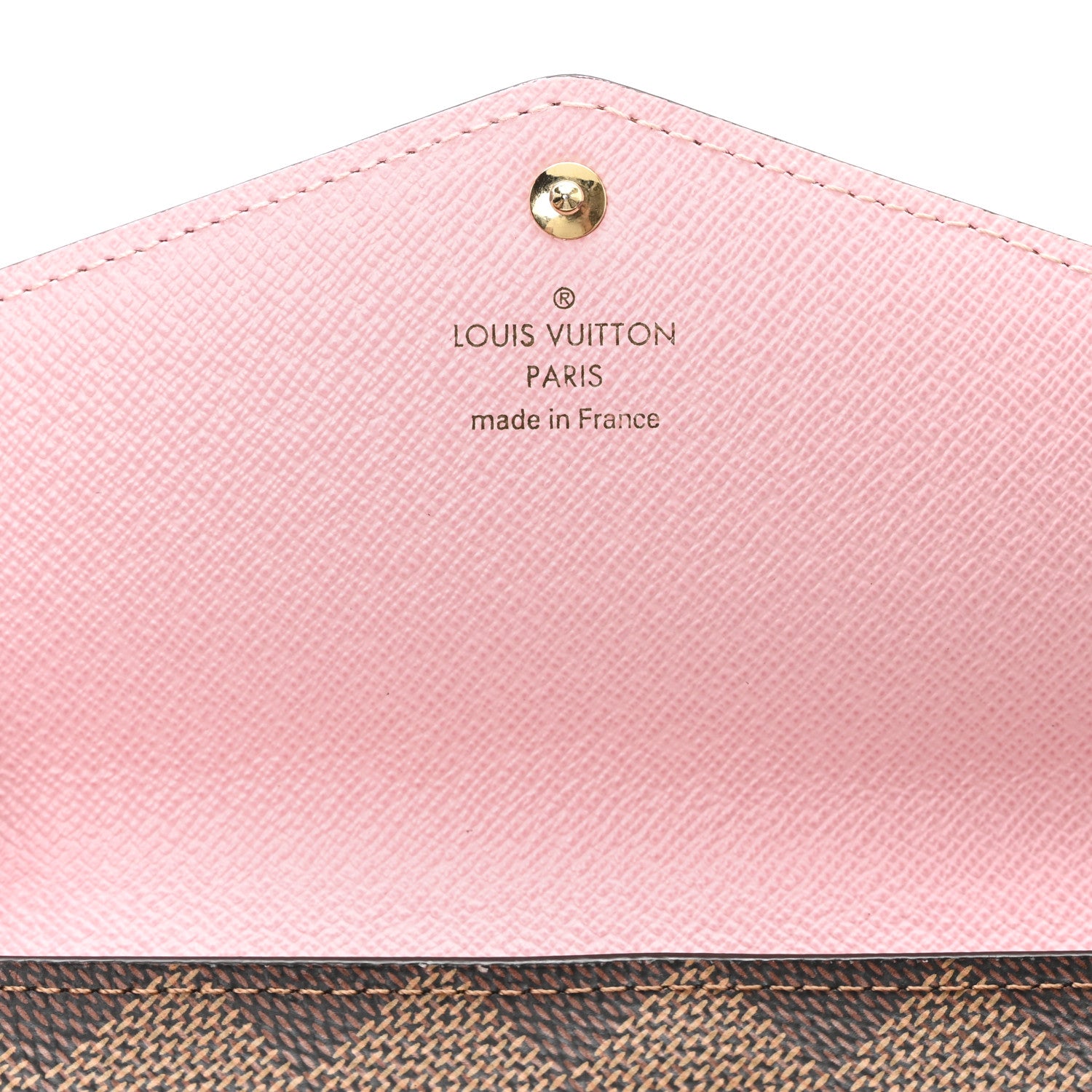 Louis Vuitton Damier Ebene Studded Sarah Wallet NM Rose Ballerine