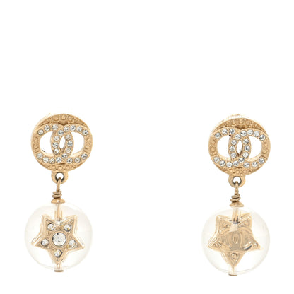 Chanel Resin Crystal CC Star Drop Earrings Gold 1 of 4