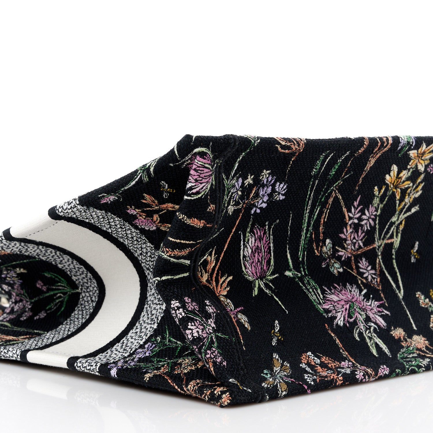 Christian Dior Canvas Embroidered Medium Herbarium Book Tote Black Multicolor 9 of 11
