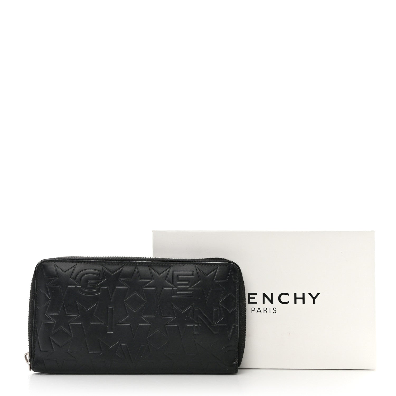 Givenchy Calfskin Logo Star Embossed Zip Around Wallet Black 19 of 19