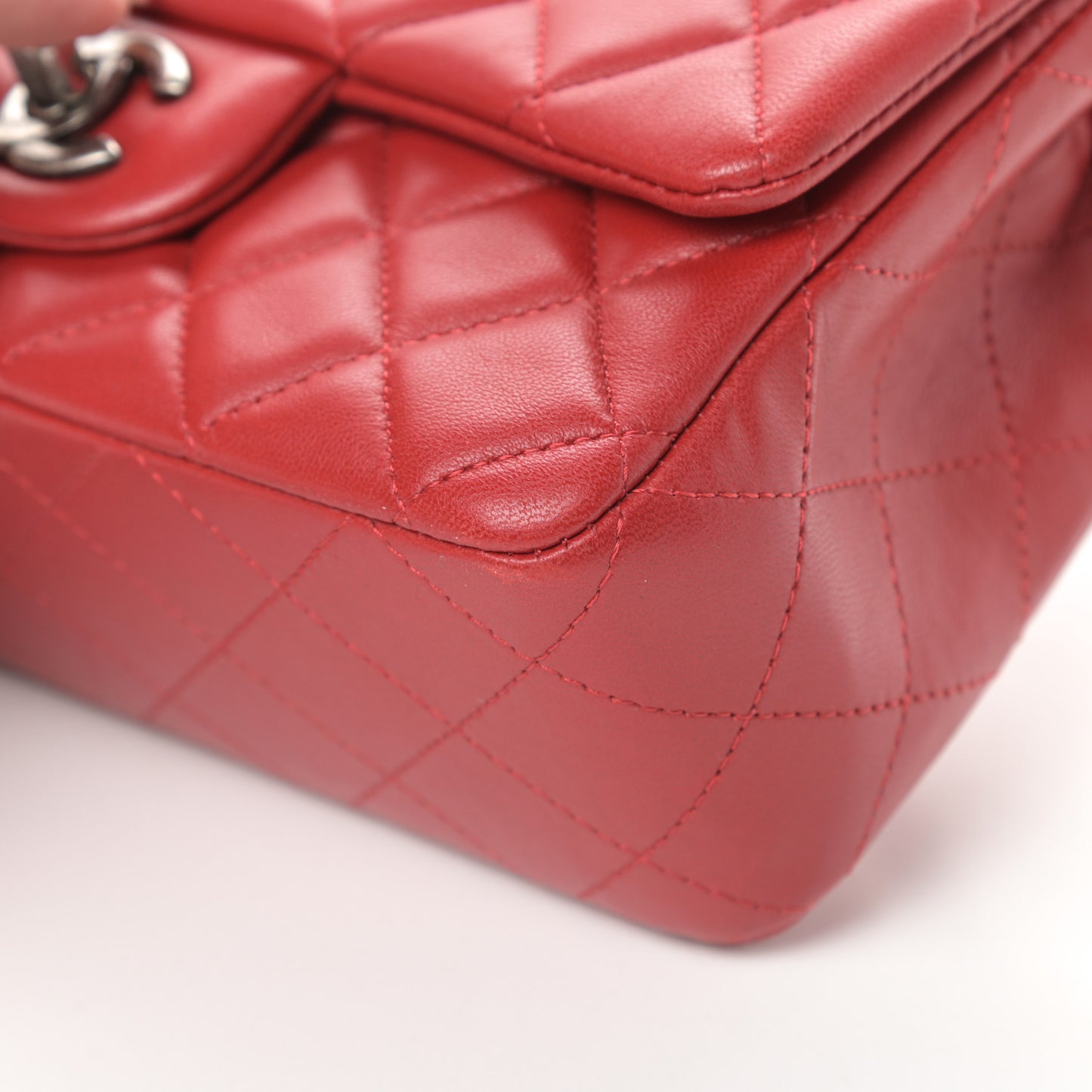 Lambskin Quilted Mini Rectangular Flap Red