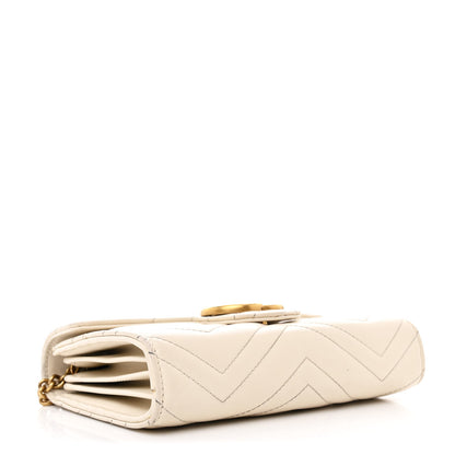 Gucci Calfskin Matelasse GG Marmont Chain Wallet Mystic White 4 of 17