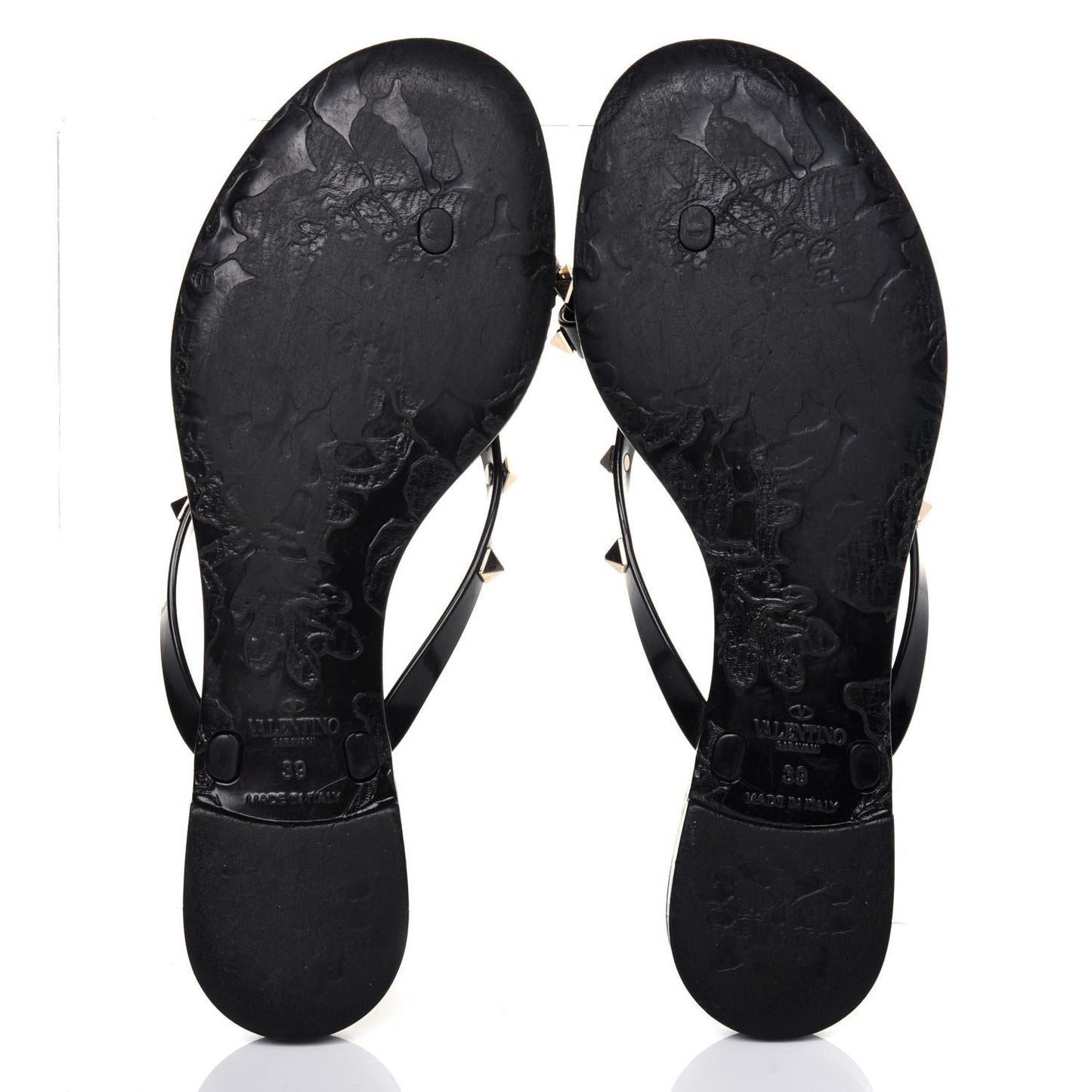 PVC Jelly Rockstud Bow Thong Sandals 39 Black