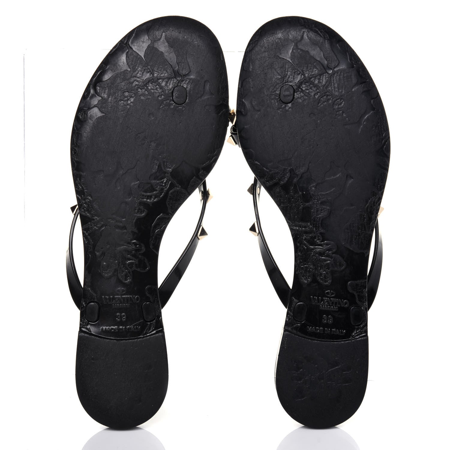 Valentino Garavani PVC Jelly Rockstud Bow Thong Sandals 39 Black 5 of 10