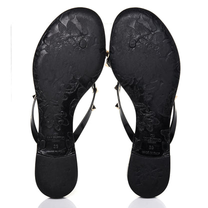 Valentino Garavani PVC Jelly Rockstud Bow Thong Sandals 39 Black 5 of 10