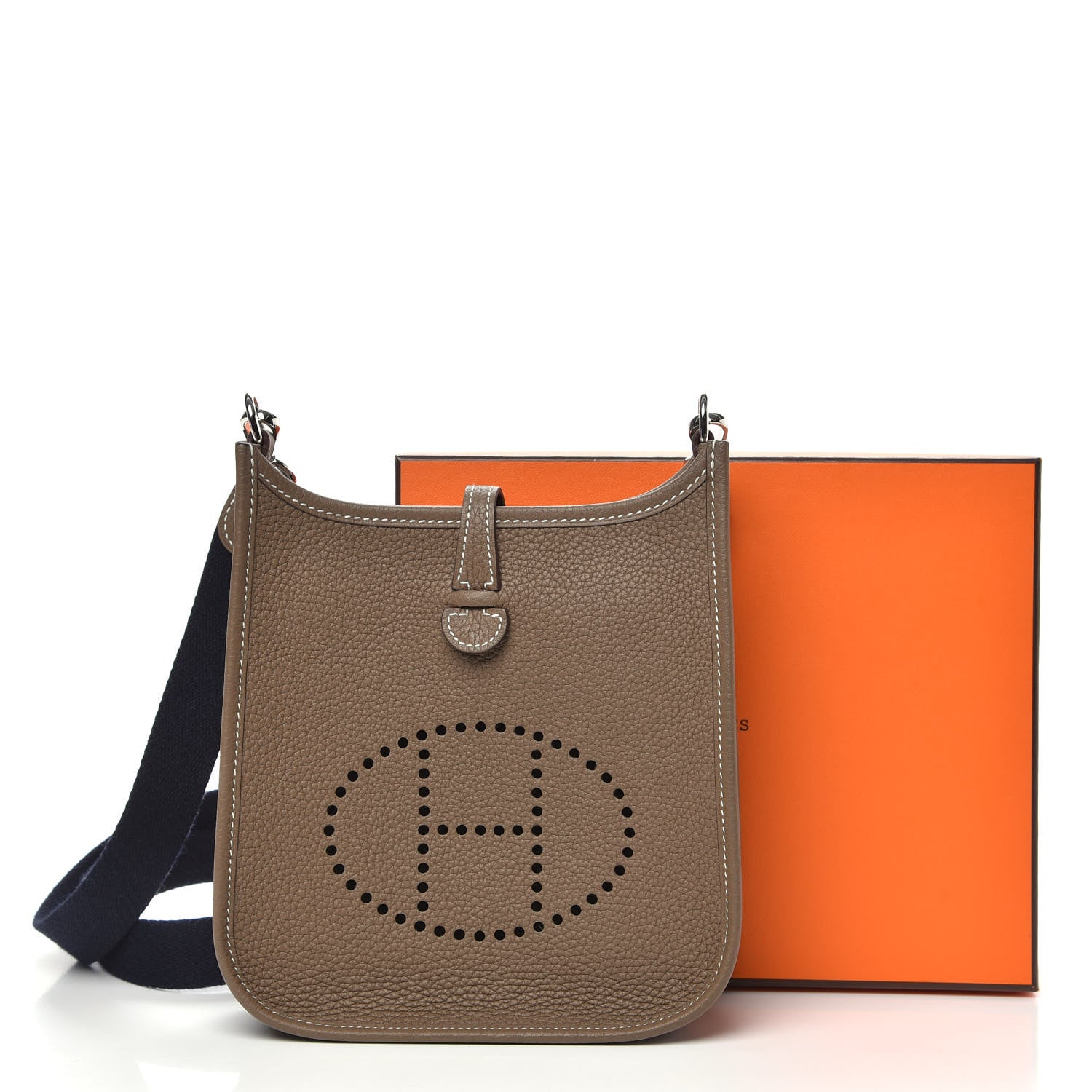 Hermes Taurillon Clemence Amazone Evelyne TPM Etoupe Bleu Indigo 10 of 10