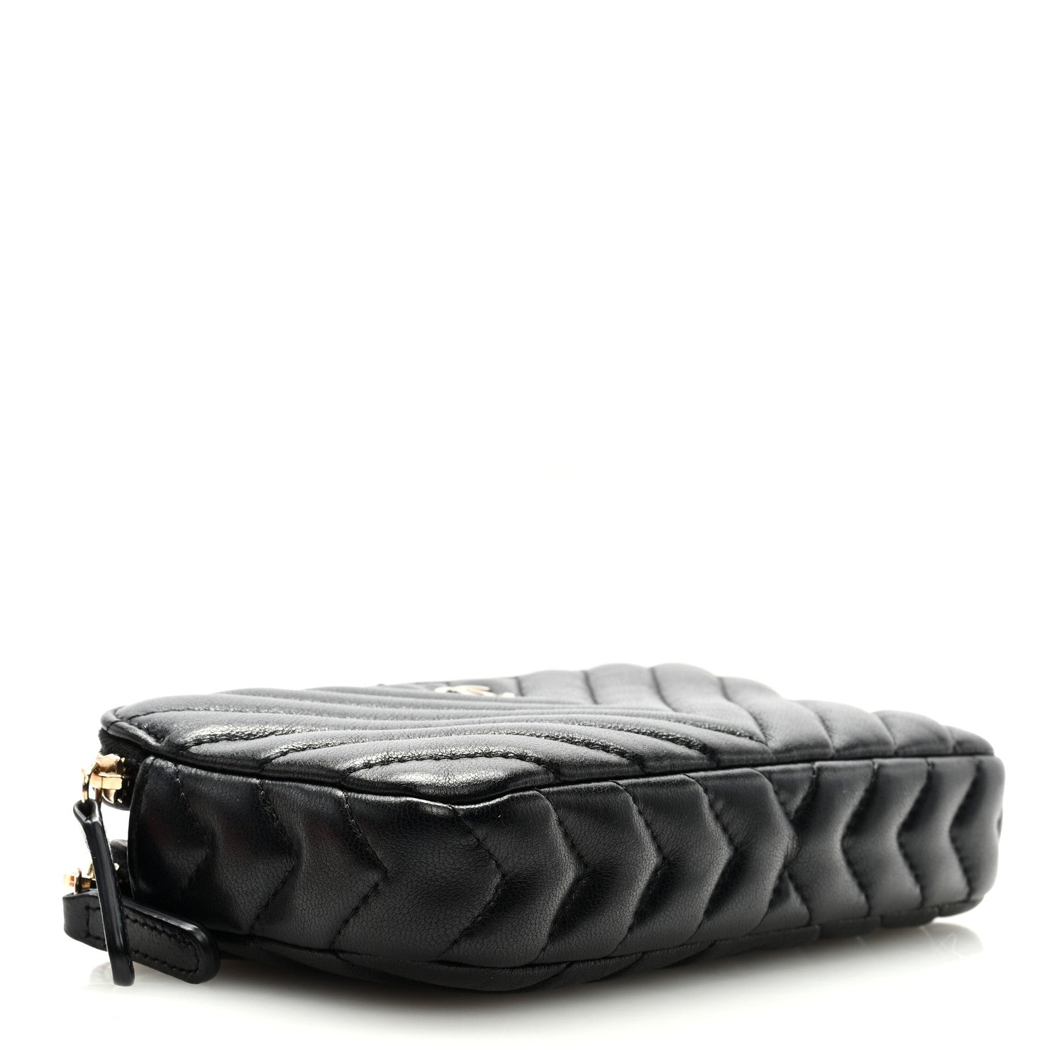 Chanel Lambskin Chevron Quilted Small Clutch With Chain Black 3 of 10
