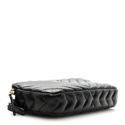 Chanel Lambskin Chevron Quilted Small Clutch With Chain Black 3 of 10