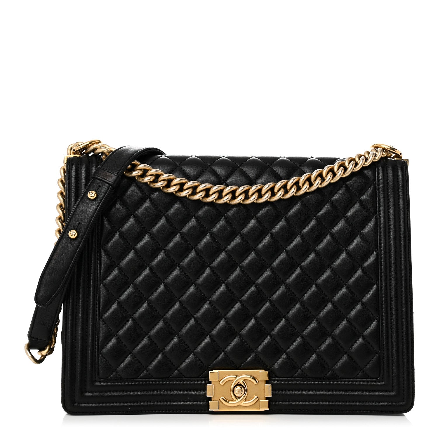 Chanel Lambskin Quilted Large Boy Flap Black 1 of 10