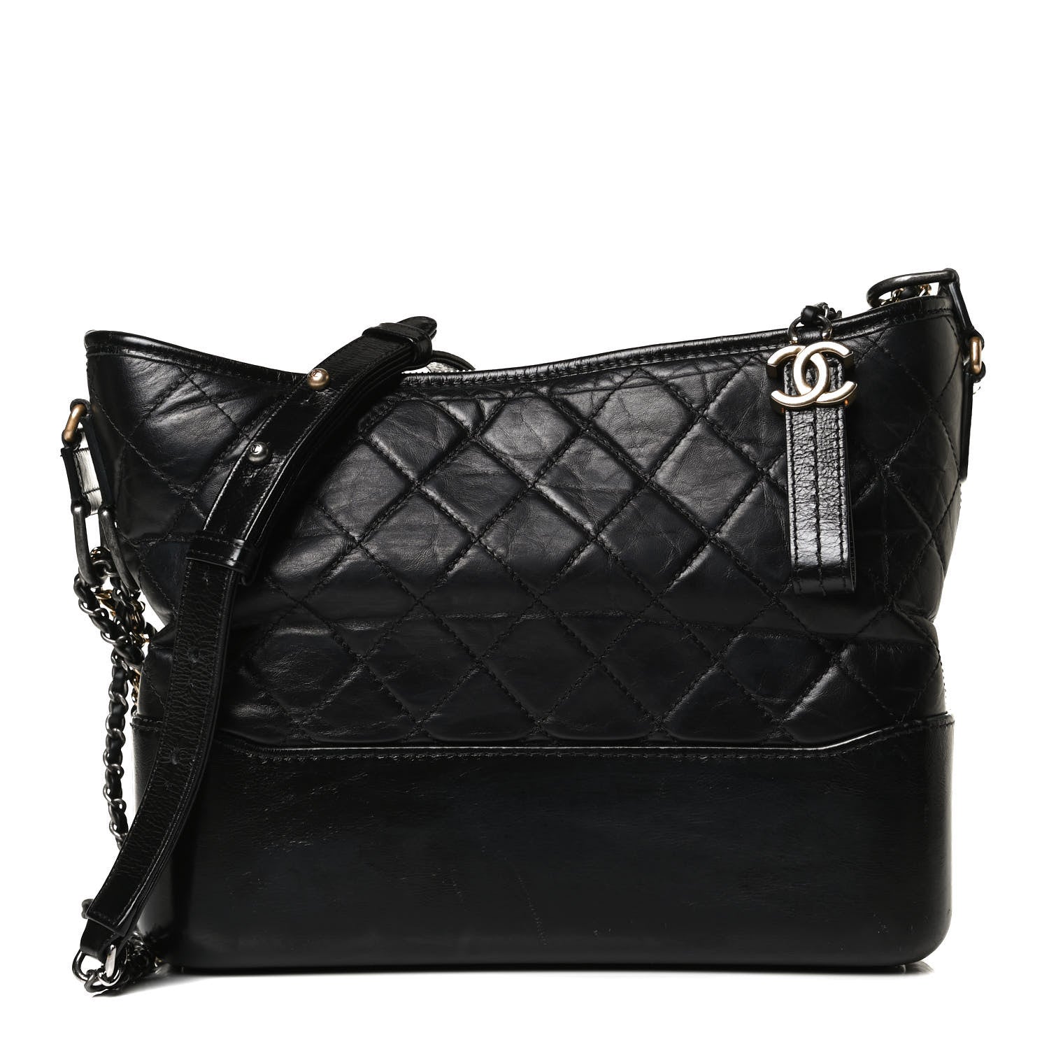 Chanel Aged Calfskin Quilted Medium Gabrielle Hobo Black 1 of 16