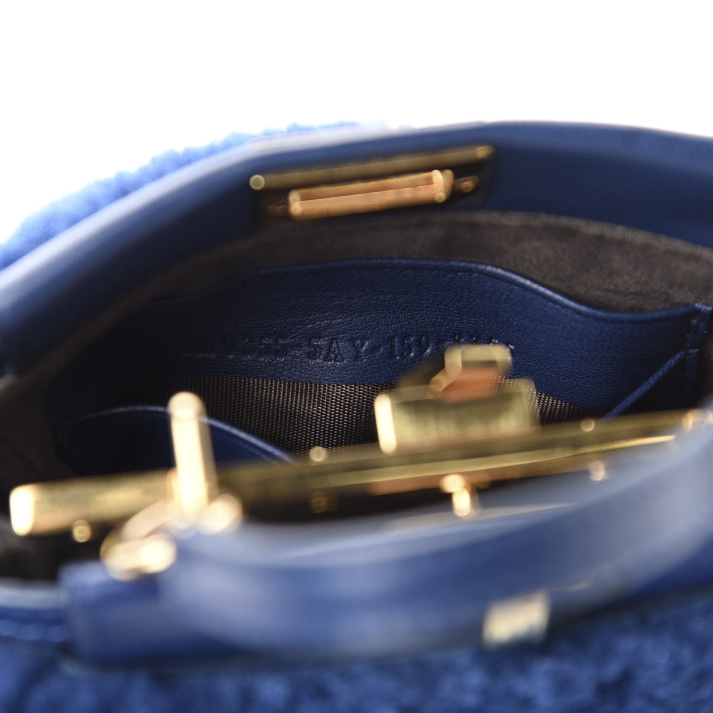 Shearling Shiny Nappa Micro Peekaboo Iconic Satchel Blue