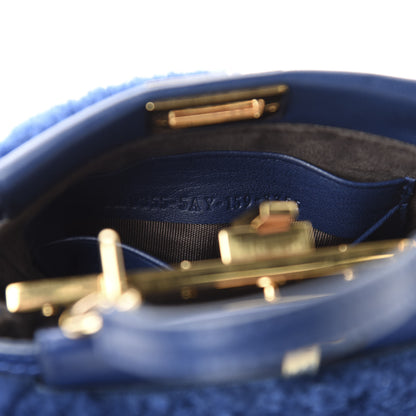 Fendi Shearling Shiny Nappa Micro Peekaboo Iconic Satchel Blue 10 of 11