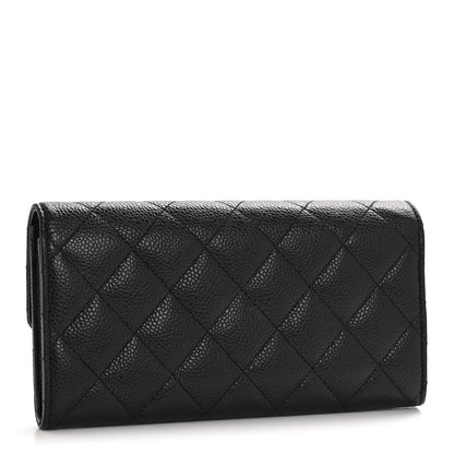 Chanel Caviar Quilted Large Gusset Flap Wallet Black 3 of 11