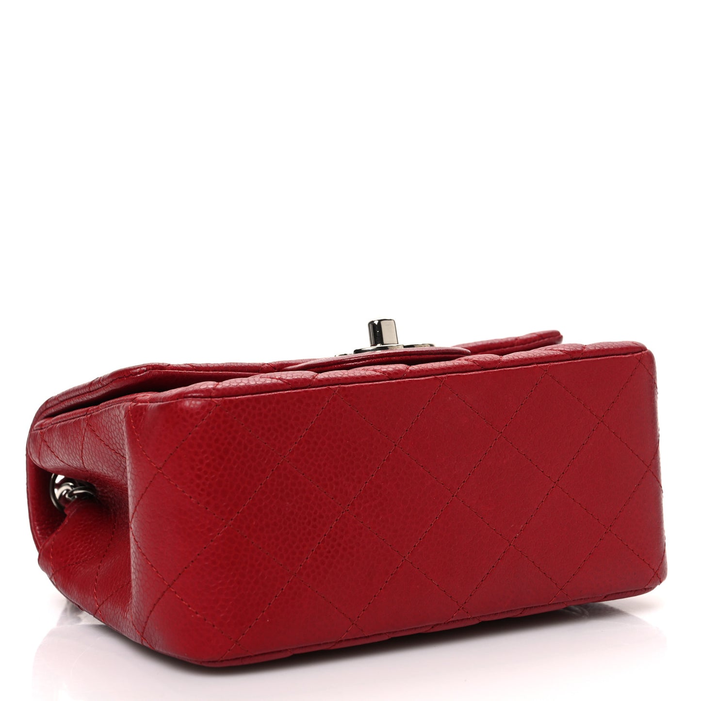 Caviar Quilted Mini Square Flap Red
