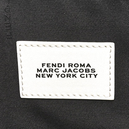 Fendi X MARC JACOBS Nappa Vitello King Logo Print Large Flat Pouch Black White 6 of 8