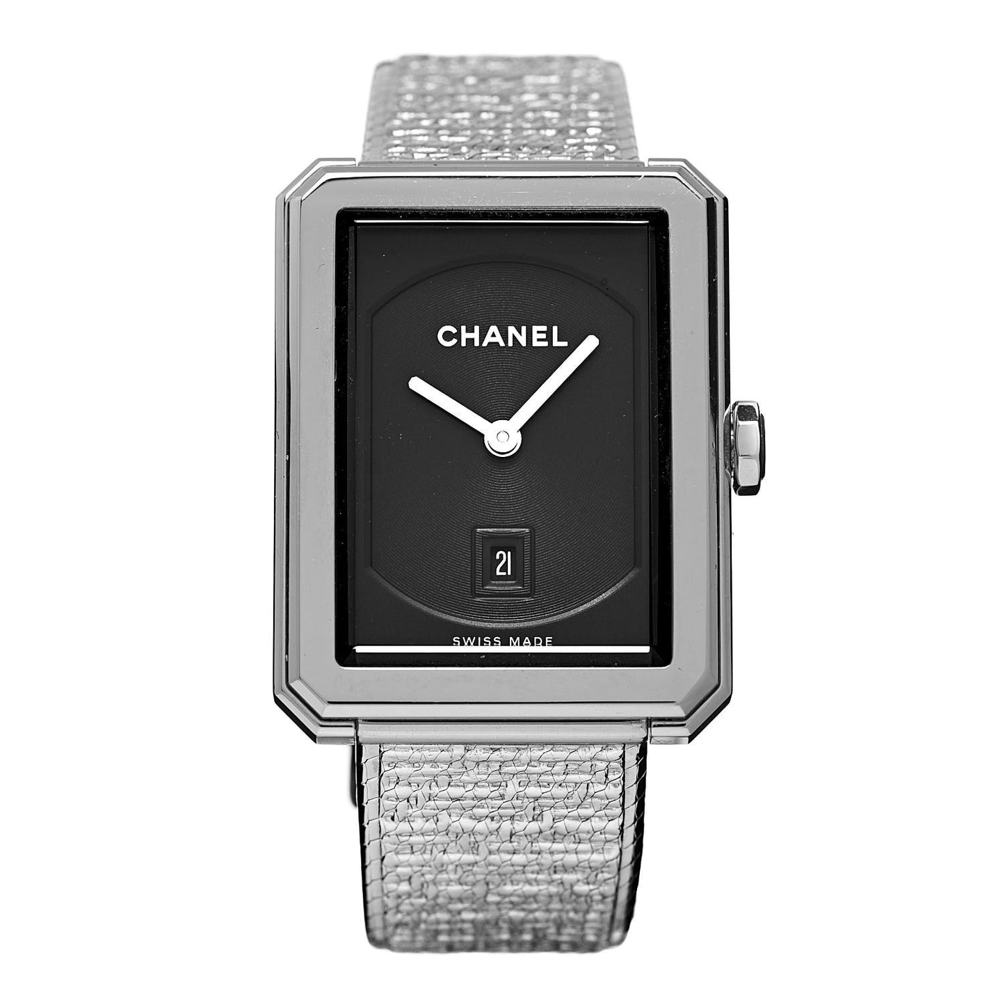 Stainless Steel 26mm Boy-friend Tweed Quartz Watch Black