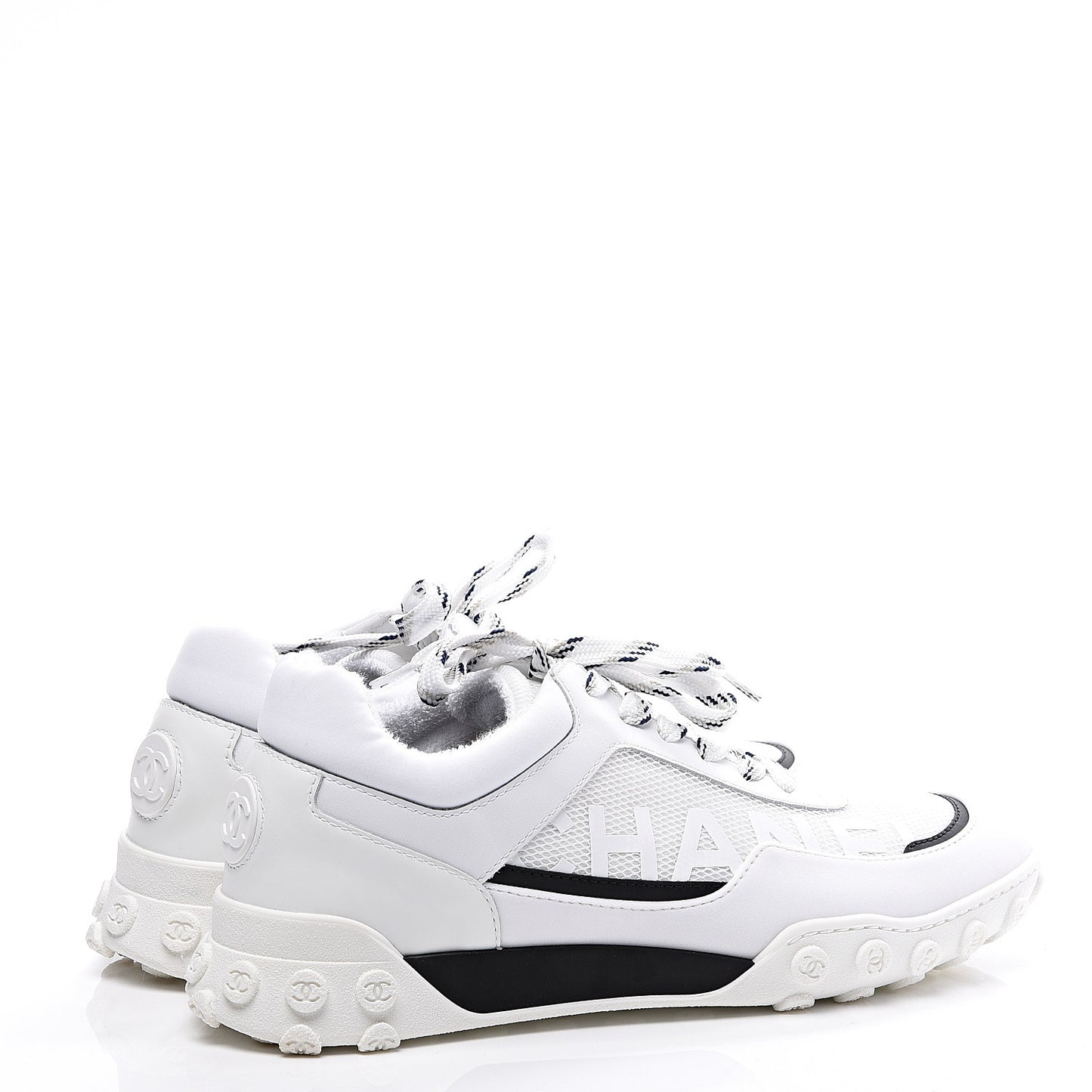 Calfskin Mesh Lycra Womens Logo Sneakers 38.5 White