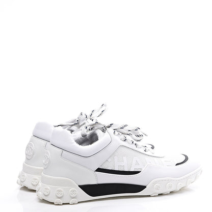 Chanel Calfskin Mesh Lycra Womens Logo Sneakers 38.5 White 4 of 11