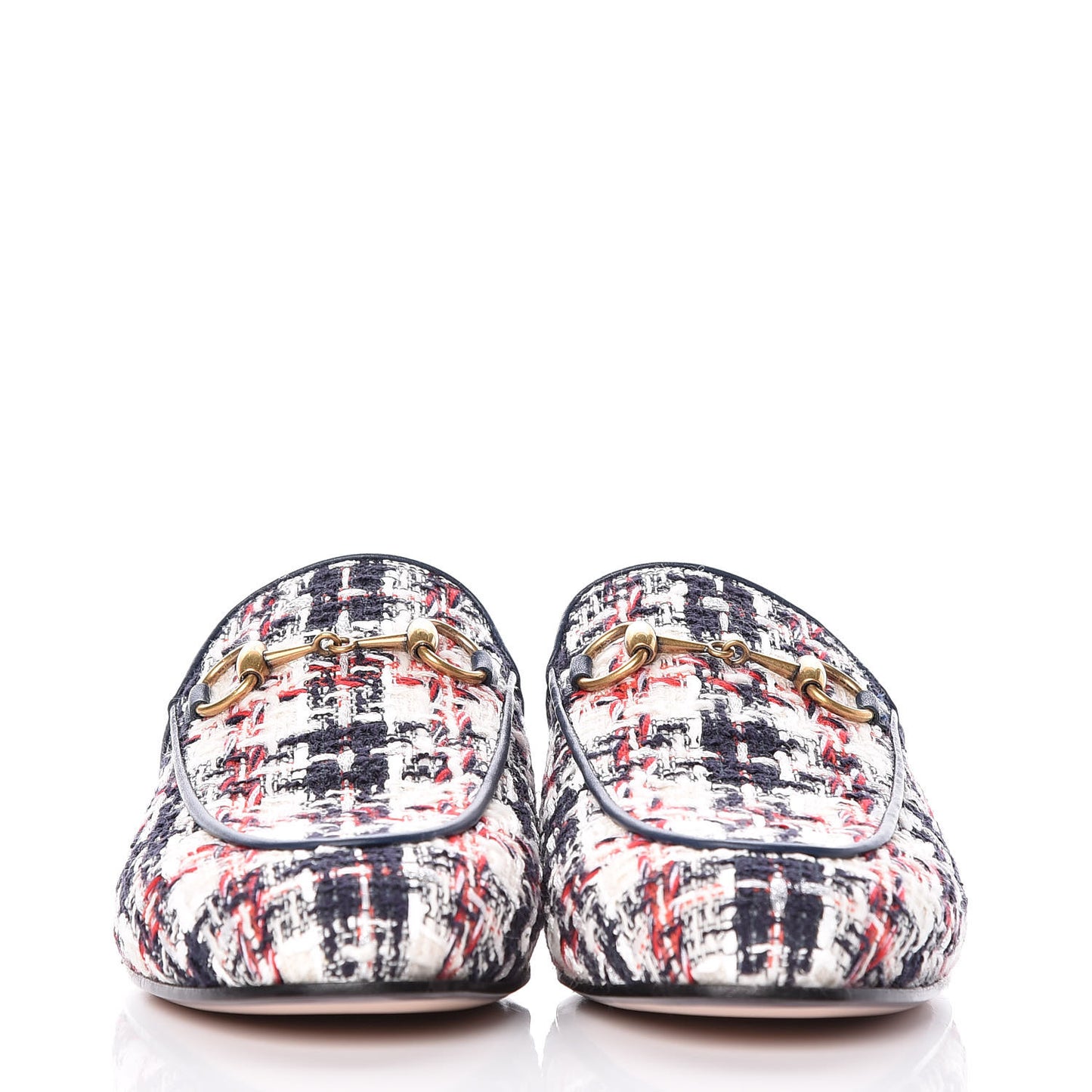 Tweed Check Womens Princetown Slippers 35.5 Gardenia Ink Blue Agata