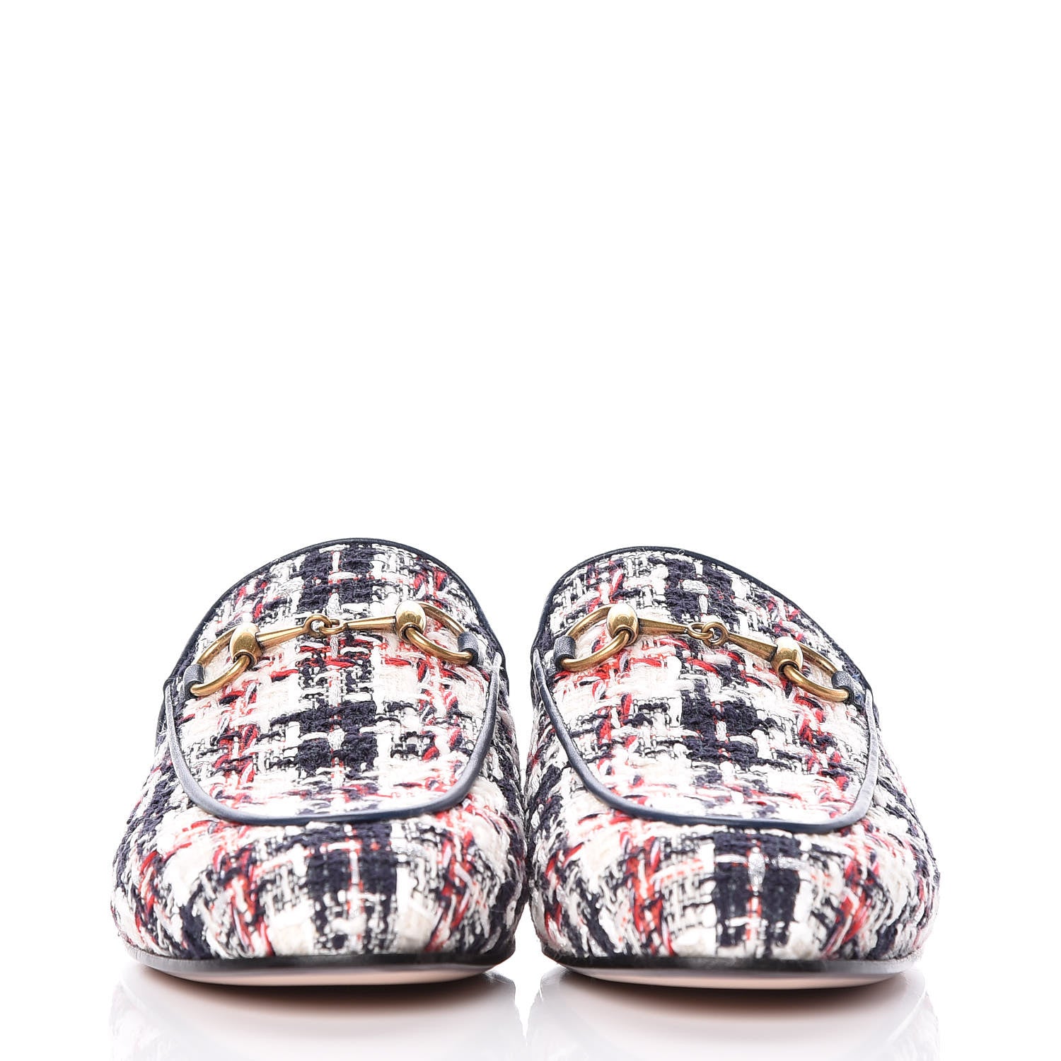 Gucci Tweed Check Womens Princetown Slippers 35.5 Gardenia Ink Blue Agata 3 of 18
