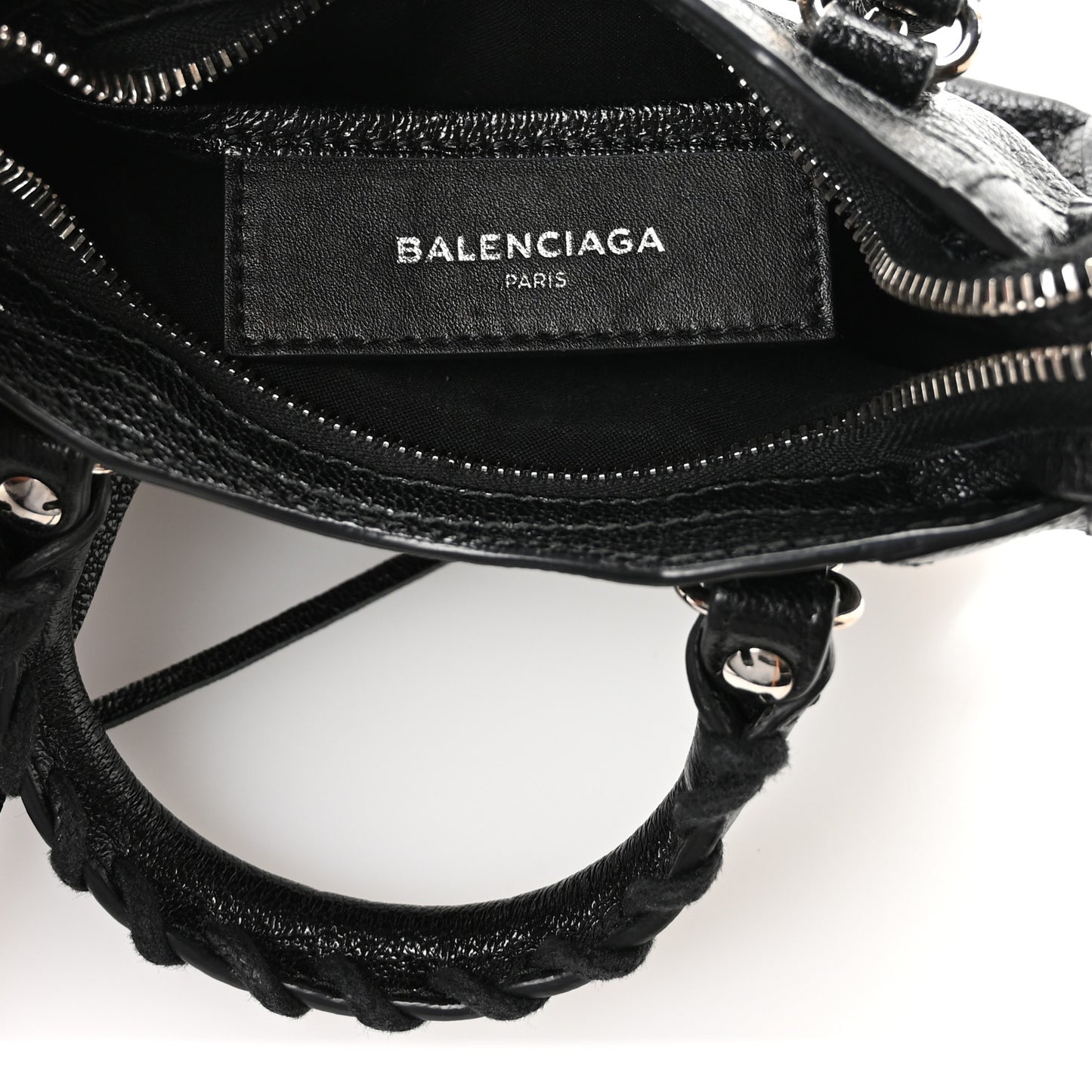 Chevre Silver Metallic Edge Hardware Nano City Black
