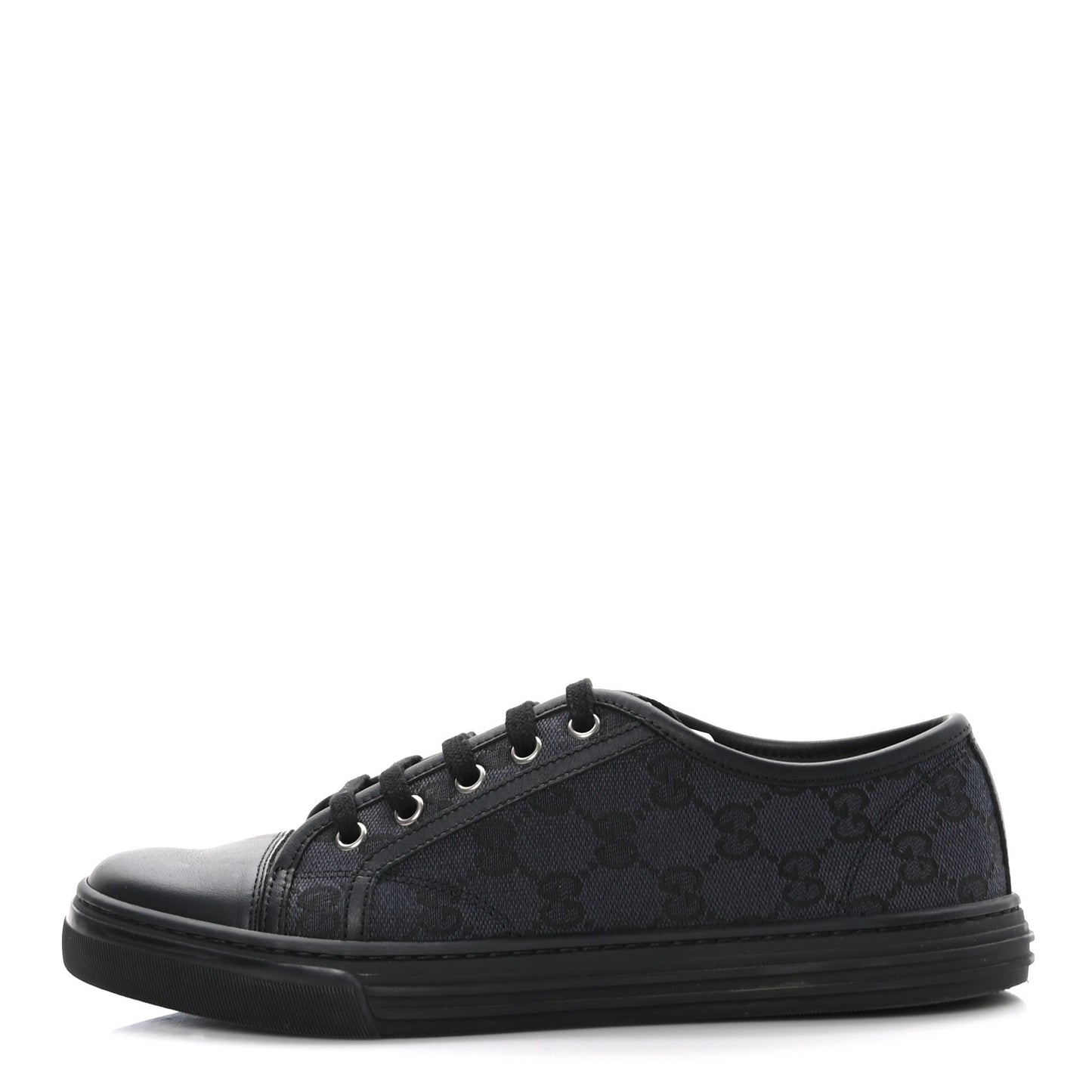 GG Monogram Calfskin Womens Low Top Sneakers 39 Piombo Black