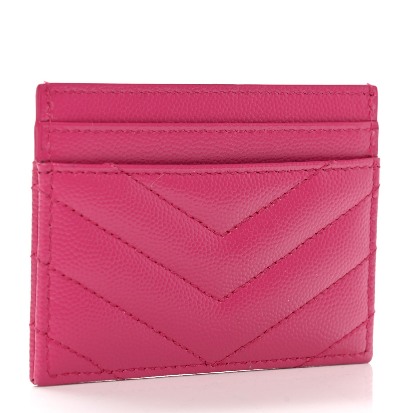 Grain De Poudre Matelasse Chevron Monogram Credit Card Case Fresh Fuxia